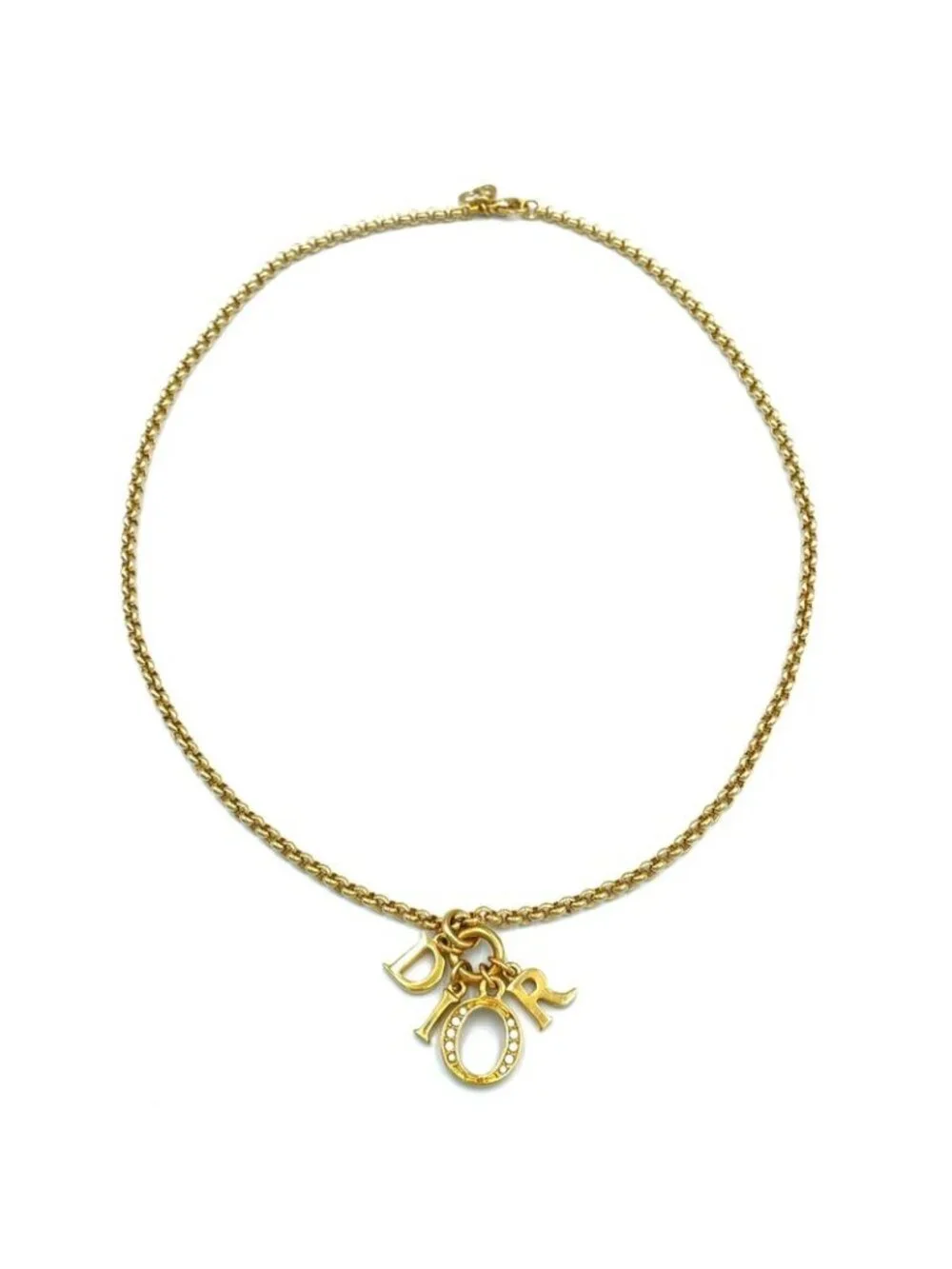 Dior Vintage Logo Gold Plated Necklace - Picture 3 of 11